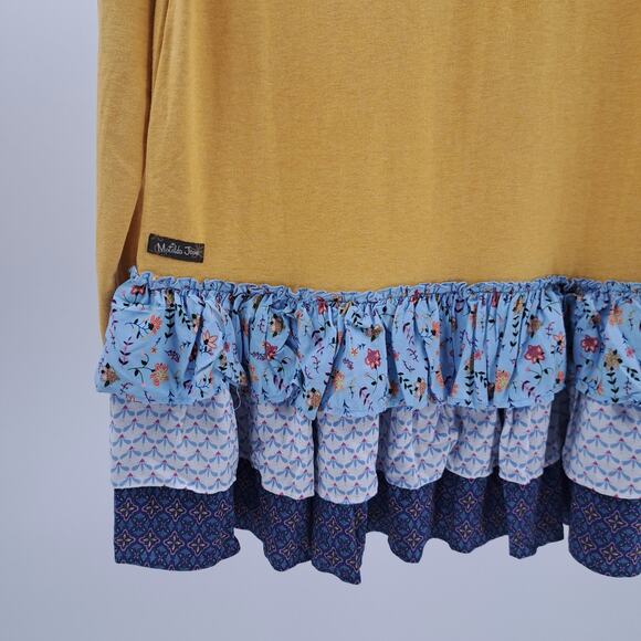 Matilda Jane Top S Make Believe Weekend Vibes Long Sleeve Ruffle Yellow Blue - Picture 5 of 9